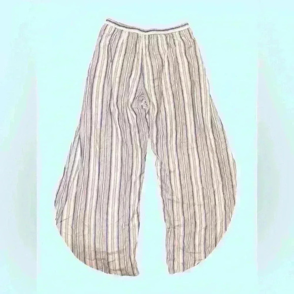 South Moon Under/Juniper Blue Wide-Leg Pants w Slits in White & Blue - L (NWT) - Picture 2 of 4